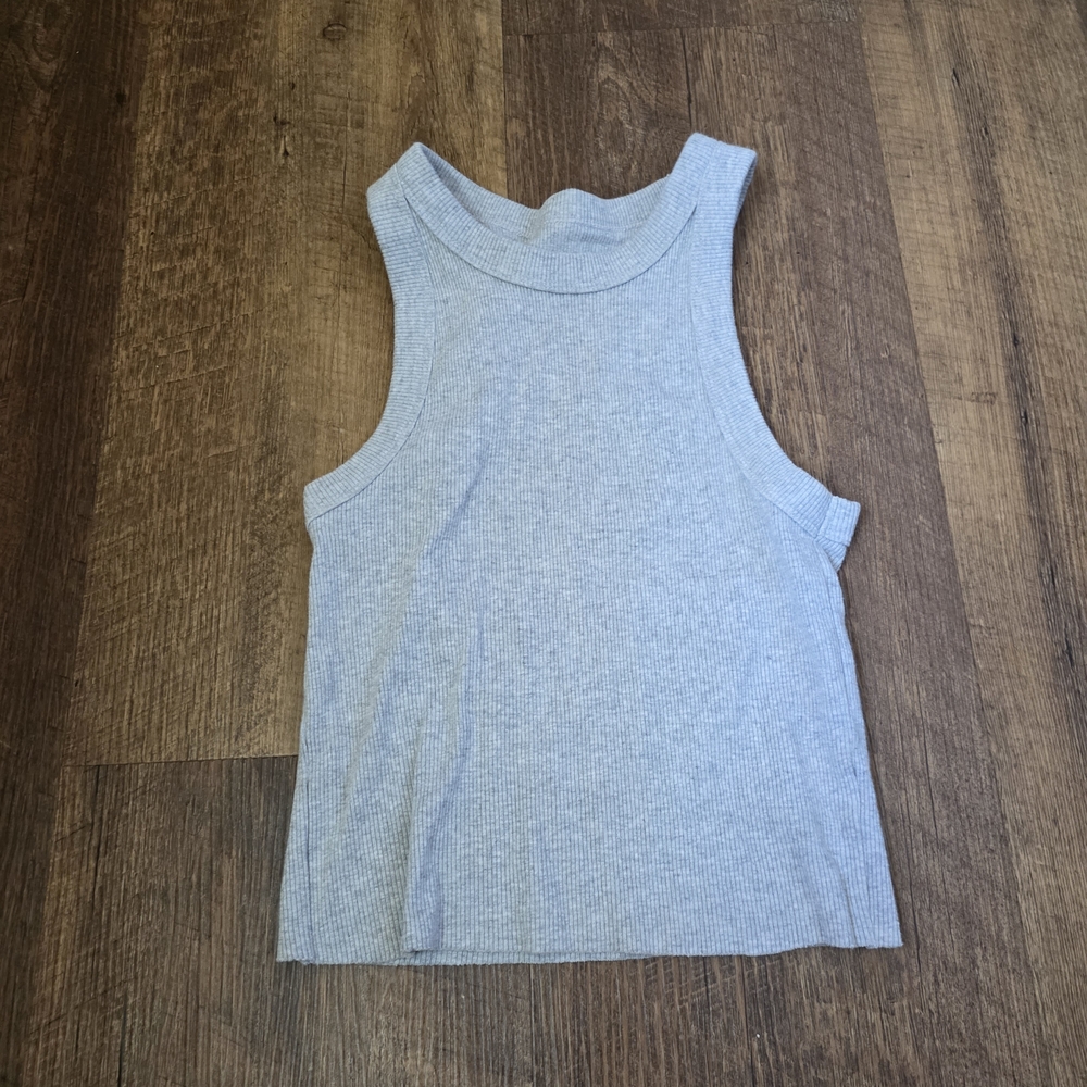 aerie Light Gray Ribbed Tank
